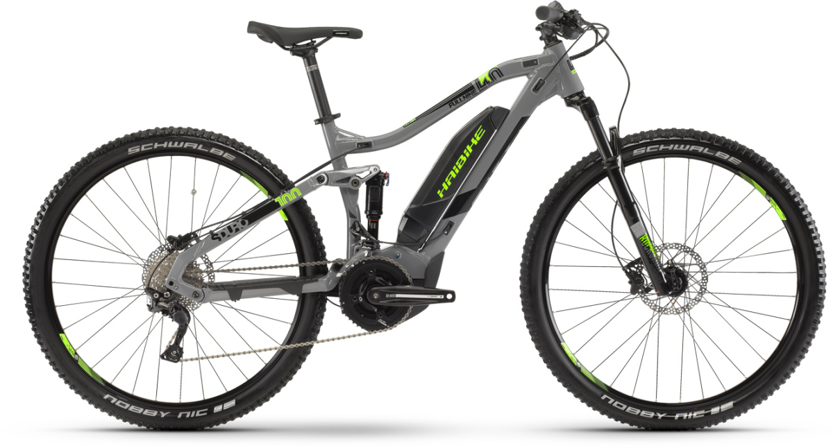 Электровелосипеды с двигателем Bosch, Yamaha, Shimano HAIBIKE SDURO FullNine 4.0 500Wh 20 s. Deore 2019 / серый-зеленый Артикул 4540204944