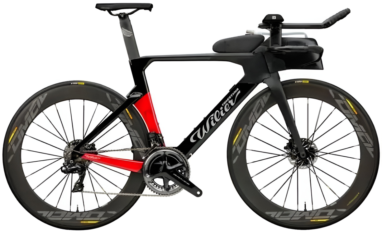 Триатлон, шоссейные велосипеды Wilier Turbine Crono Ultegra Di2 Disc 12 V Miche Revox Black/Red 2023 Артикул 11111TULRB23M