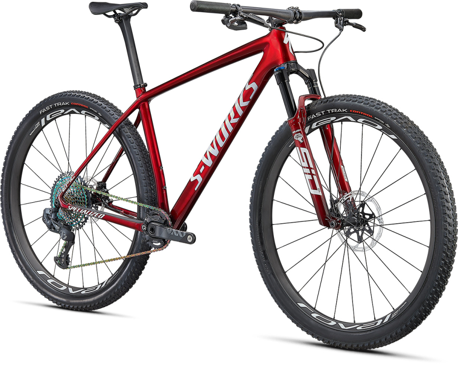 S-WORKS горные велосипеды Specialized S-Works Epic Hardtail 2021 Gloss Red Tint Fade over Brushed Silver/Tarmac Black/White Артикул 91321-0004, 91321-0005, 91321-0003