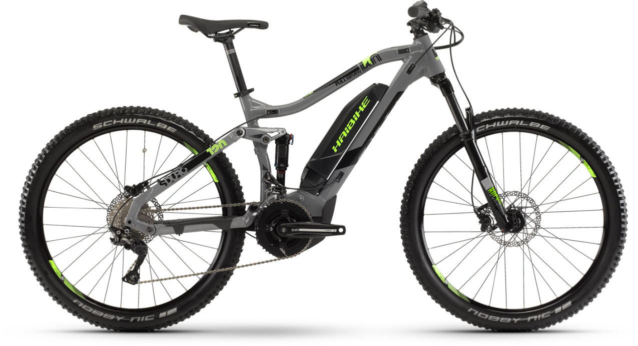 Электровелосипеды с двигателем Bosch, Yamaha, Shimano HAIBIKE SDURO FullSeven 4.0 500Wh 20 s. Deore 2019 / серый-зеленый Артикул 4540156944, 4540156948