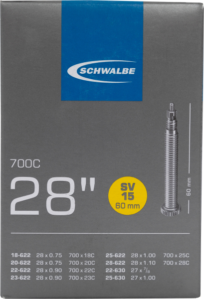 камера 700 schwalbe sv15 60 мм 700х18-28 pv