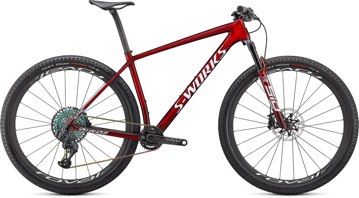 S-WORKS горные велосипеды Specialized S-Works Epic Hardtail 2021 Gloss Red Tint Fade over Brushed Silver/Tarmac Black/White Артикул 91321-0005, 91321-0004, 91321-0003