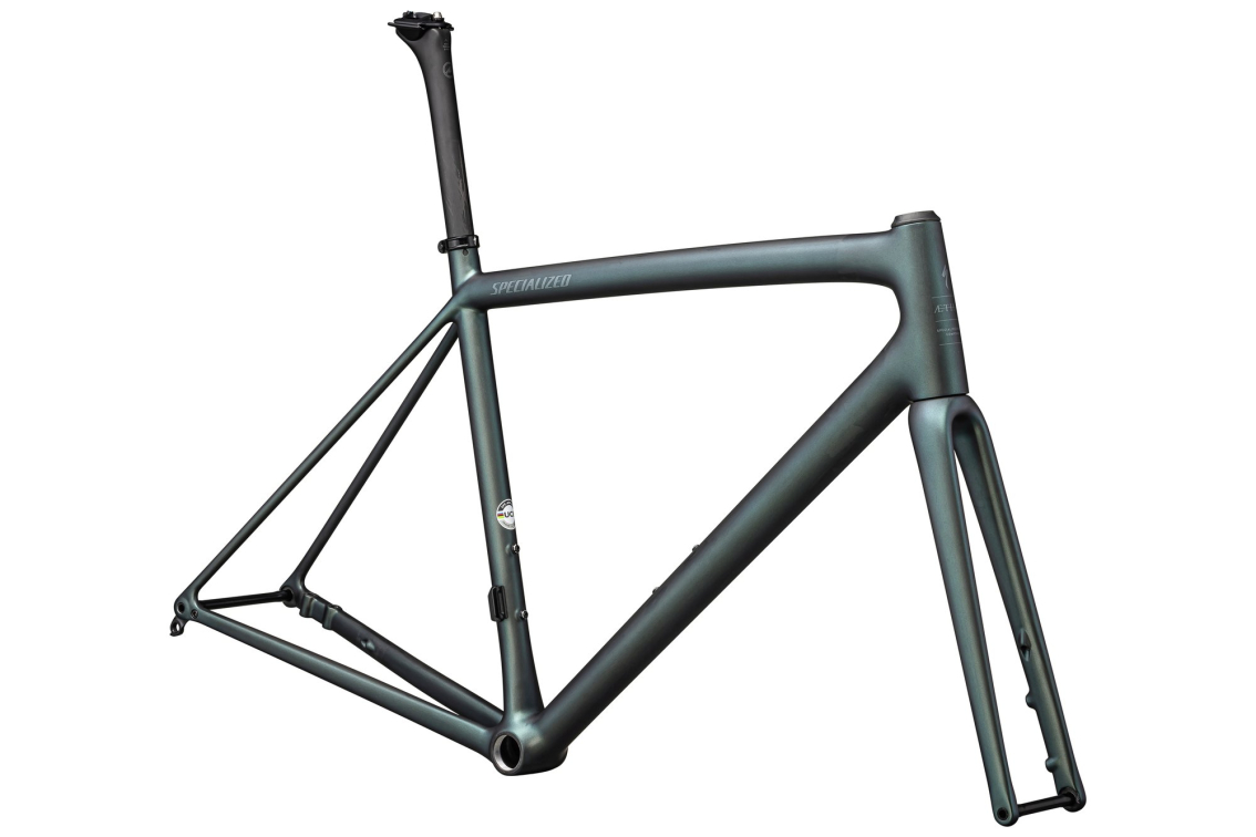 Рамы шоссе, гревел рама Specialized Aethos 2024 Satin Carbon + 50% Silver Blue Viavi / 10% Fog Артикул 77224-7049, 77224-7058, 77224-7056, 77224-7052, 77224-7054, 77224-7061
