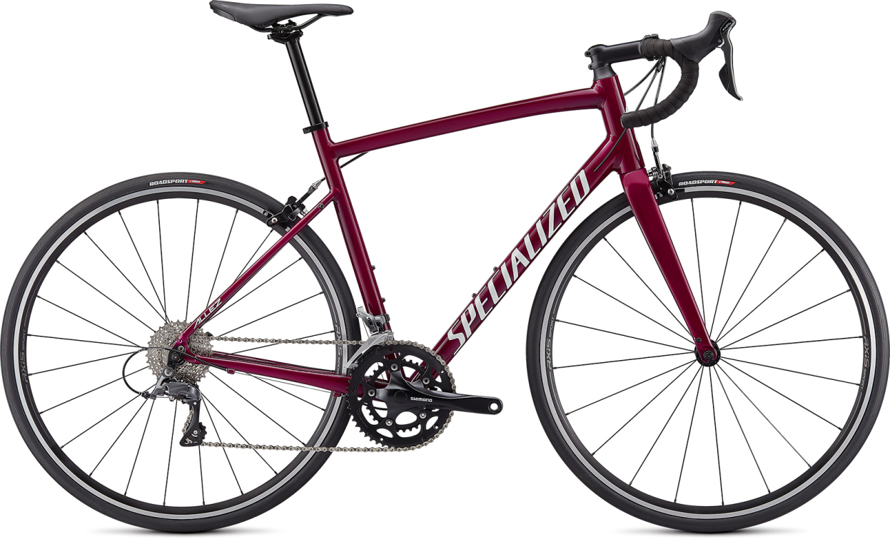 Шоссейные велосипеды Specialized Allez E5 2021 Gloss Raspberry/Metallic White Silver Артикул 90021-7049