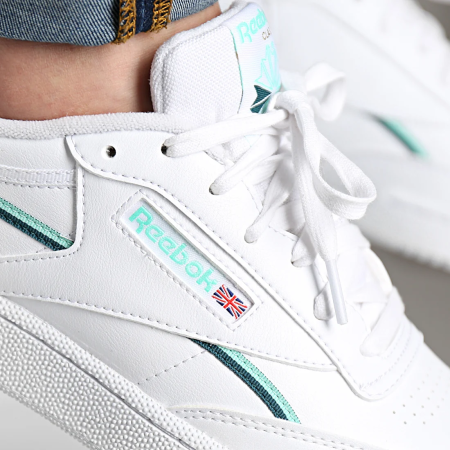 Кроссовки Кеды Reebok Club C 85 Vegan ftwr white/hint mint/midnight pine Артикул GX75627, GX756213, GX75627.5, GX756215, GX75629, GX756211, GX756210, GX75628, GX75628.5, GX75625.5, GX75626, GX756212, GX75626.5, GX756210.5