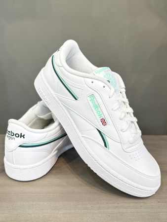 Кроссовки Кеды Reebok Club C 85 Vegan ftwr white/hint mint/midnight pine Артикул GX75627, GX756213, GX75627.5, GX756215, GX75629, GX756211, GX756210, GX75628, GX75628.5, GX75625.5, GX75626, GX756212, GX75626.5, GX756210.5