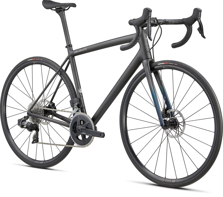 Шоссейные велосипеды Specialized Aethos Comp 2022 Satin Carbon/Teal Tint Fade/Flake Silver Артикул 97222-5149, 97222-5152, 97222-5161, 97222-5154, 97222-5156, 97222-5158
