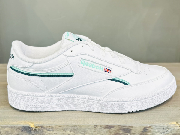 Кроссовки Кеды Reebok Club C 85 Vegan ftwr white/hint mint/midnight pine Артикул GX75627, GX756213, GX75627.5, GX756215, GX75629, GX756211, GX756210, GX75628, GX75628.5, GX75625.5, GX75626, GX756212, GX75626.5, GX756210.5