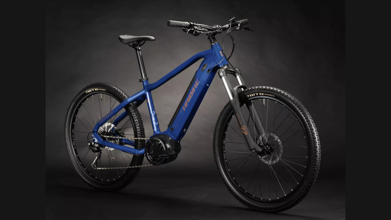 Электровелосипеды с двигателем Bosch, Yamaha, Shimano HAIBIKE AllTrack 4 27.5 i500Wh 9-G 23 HB Blue/ Leather Артикул 45100340