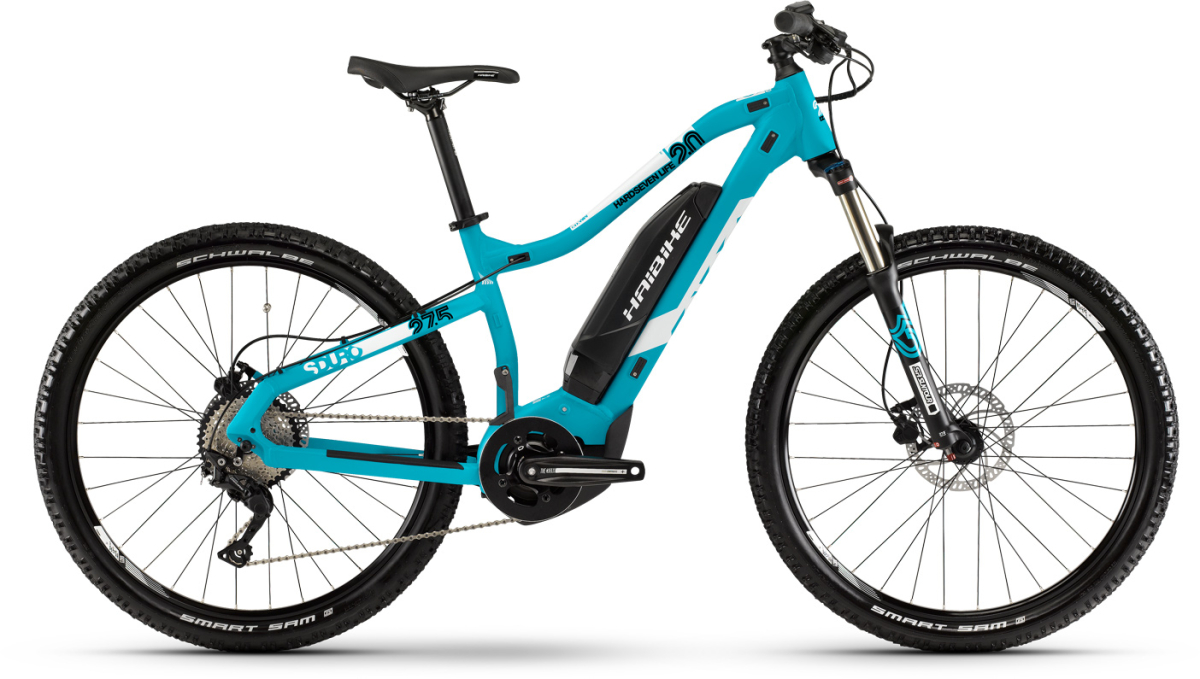 Электровелосипеды с двигателем Bosch, Yamaha, Shimano HAIBIKE SDURO HardSeven Life 2.0 400Wh 10s. Deore 2019 / голубой-белый Артикул 4540306941