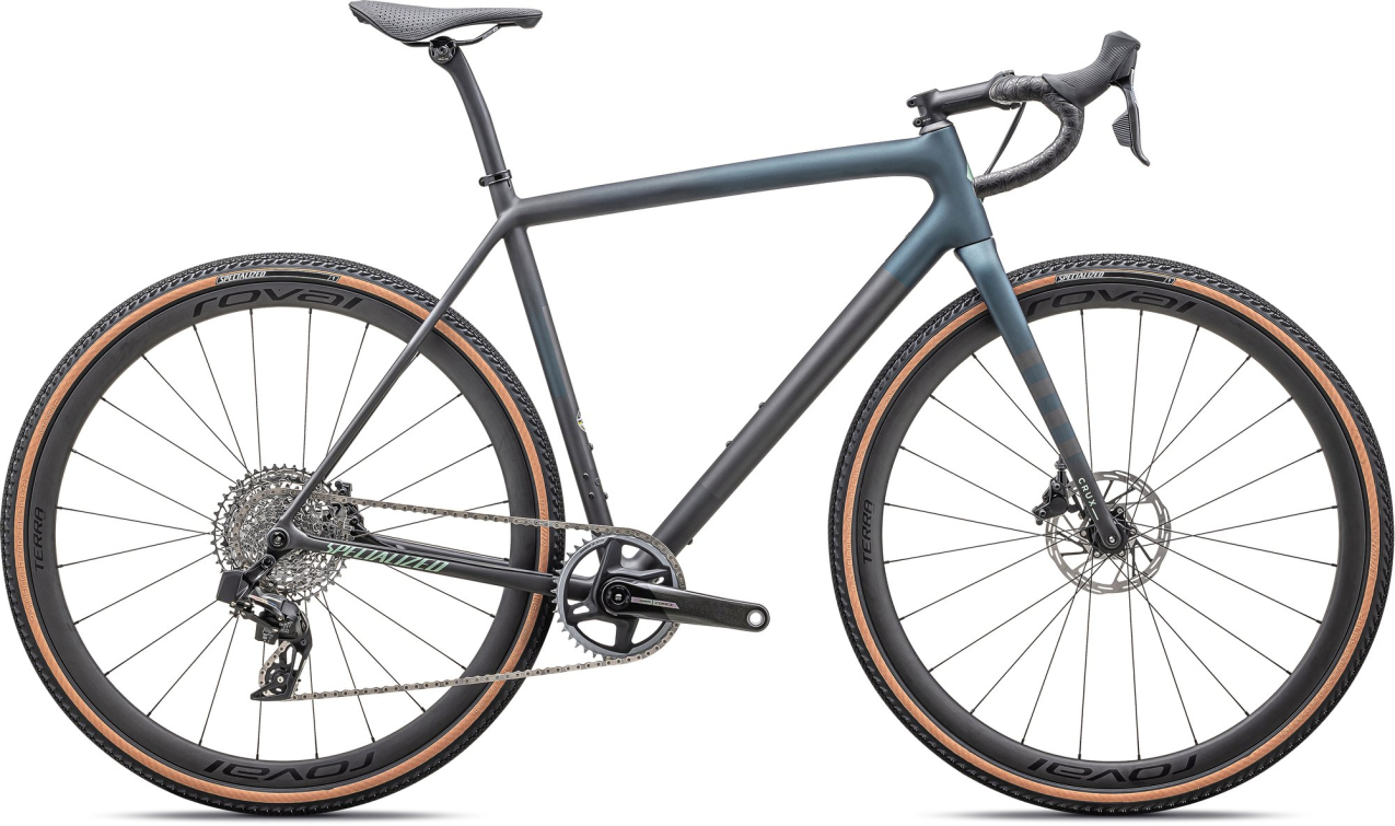 Циклокроссовые, внедорожные велосипеды Specialized Crux Pro Sram Force eTap AXS 2025 Satin Carbon / Deep Lake Metallic / Smoke / White Sage Артикул 91425-1061, 91425-1052, 91425-1054, 91425-1056, 91425-1049, 91425-1058
