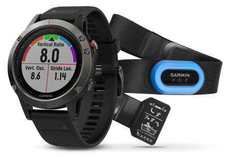 Спортивные часы Garmin Fenix 5 Sapphire черные с черным ремешком и HRM-Tri Артикул 010-01688-32