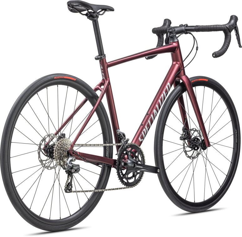 Шоссейные велосипеды Specialized Allez E5 2025 Satin Maroon / Silver Dust / Flo Red Артикул 90025-7249, 90025-7261, 90025-7258, 90025-7254, 90025-7256, 90025-7252, 90025-7244