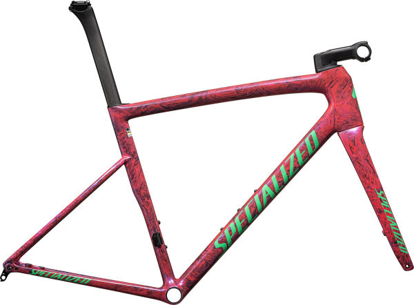 рама specialized tarmac sl8 2024 gloss carbon / metallic vivid pink strata / electric green