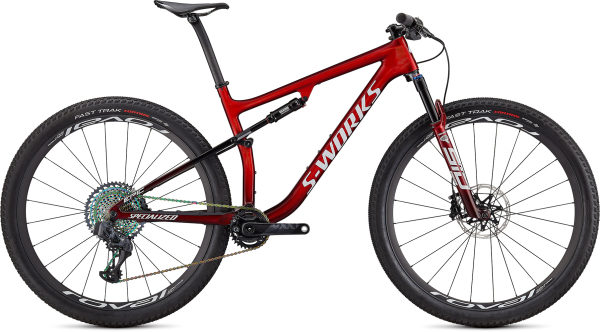 Specialized S-Works Epic 2021 Gloss Red Tint Fade Over Brushed Silver/Tarmac Black/White W/ Gold Pea