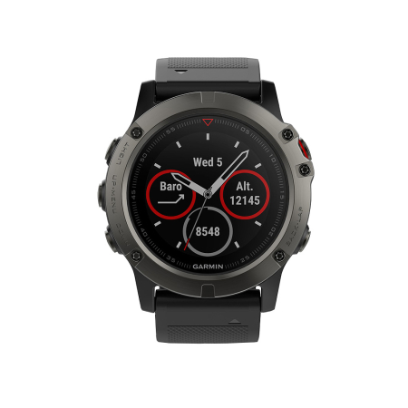 Спортивные часы Garmin Fenix 5x Sapphire серые с черным ремешком Артикул 010-01733-01