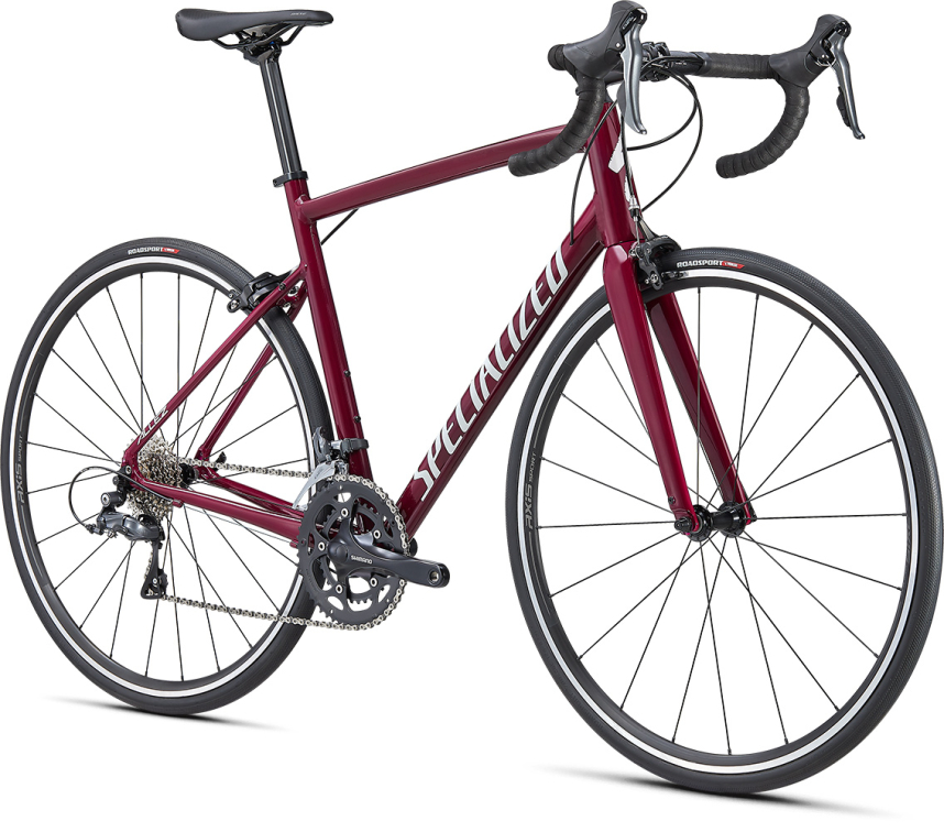 Шоссейные велосипеды Specialized Allez E5 2021 Gloss Raspberry/Metallic White Silver Артикул 90021-7049