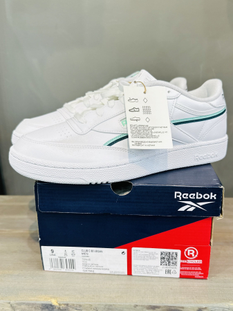 Кроссовки Кеды Reebok Club C 85 Vegan ftwr white/hint mint/midnight pine Артикул GX75627, GX756213, GX75627.5, GX756215, GX75629, GX756211, GX756210, GX75628, GX75628.5, GX75625.5, GX75626, GX756212, GX75626.5, GX756210.5