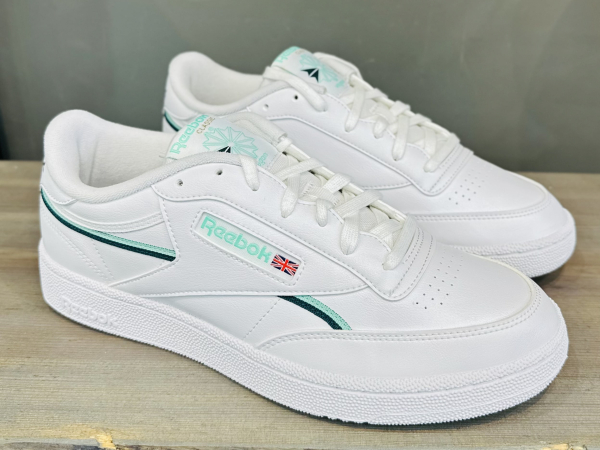 Кроссовки Кеды Reebok Club C 85 Vegan ftwr white/hint mint/midnight pine Артикул GX75627, GX756213, GX75627.5, GX756215, GX75629, GX756211, GX756210, GX75628, GX75628.5, GX75625.5, GX75626, GX756212, GX75626.5, GX756210.5