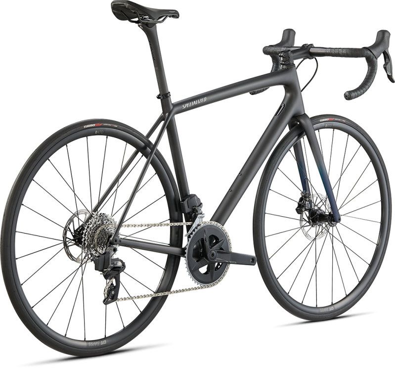 Шоссейные велосипеды Specialized Aethos Comp 2022 Satin Carbon/Teal Tint Fade/Flake Silver Артикул 97222-5149, 97222-5152, 97222-5161, 97222-5154, 97222-5156, 97222-5158