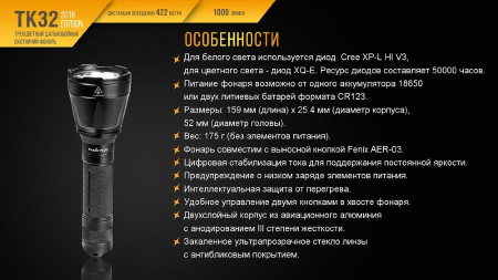 Фары и фонари Фонарь Fenix TK32UE 2016 Артикул 