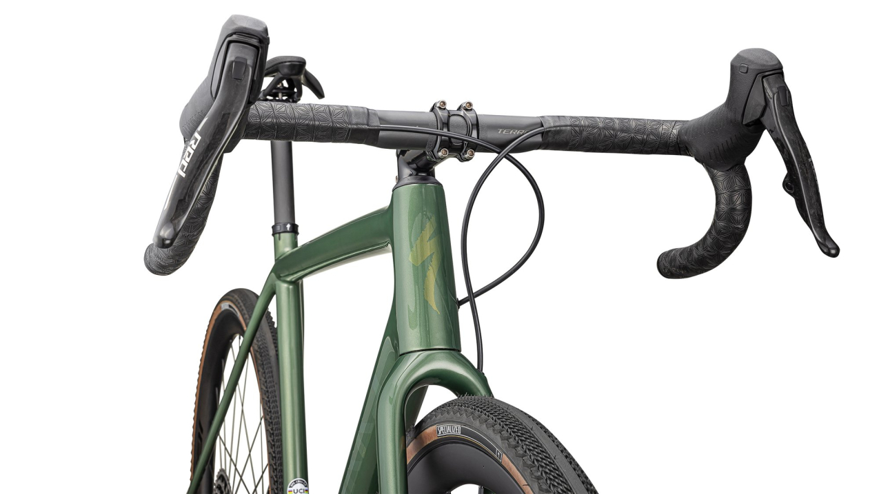 Циклокроссовые, внедорожные велосипеды Specialized S-Works Crux Sram Red XPLR 2025 Gloss Cypress Metallic / Viavi Gold To Silver Pearl Артикул 91425-0061, 91425-0058, 91425-0056, 91425-0054, 91425-0049, 91425-0052
