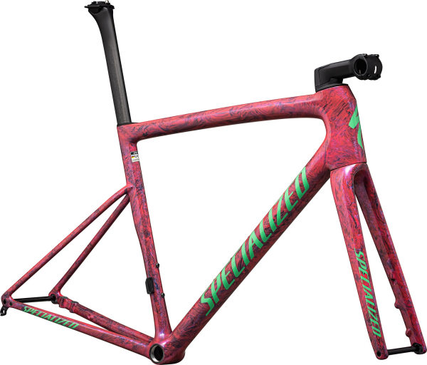 рама specialized tarmac sl8 2024 gloss carbon / metallic vivid pink strata / electric green