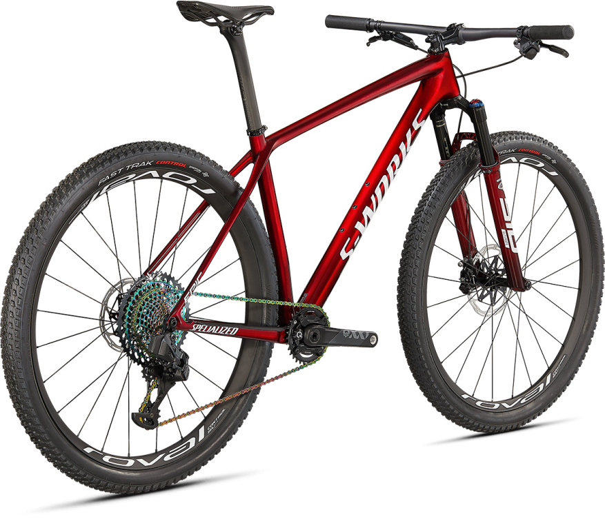 S-WORKS горные велосипеды Specialized S-Works Epic Hardtail 2021 Gloss Red Tint Fade over Brushed Silver/Tarmac Black/White Артикул 91321-0004, 91321-0005, 91321-0003