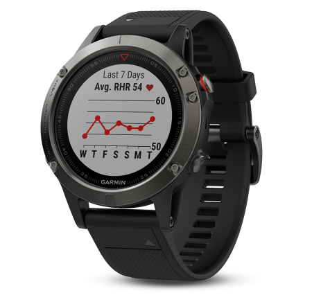 Спортивные часы Garmin Fenix 5 серые с черным ремешком Артикул 010-01688-00